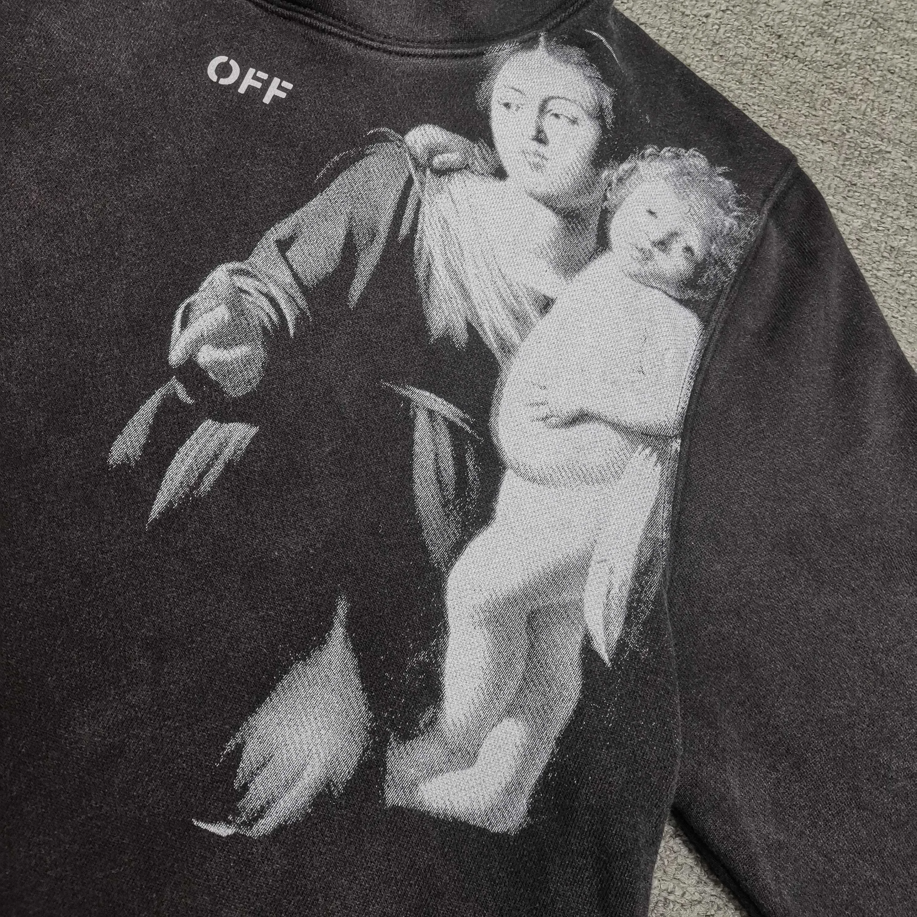 off white 25ss new cordon loose hooded sweatshirt Color: washed black Size: S M L XL P410